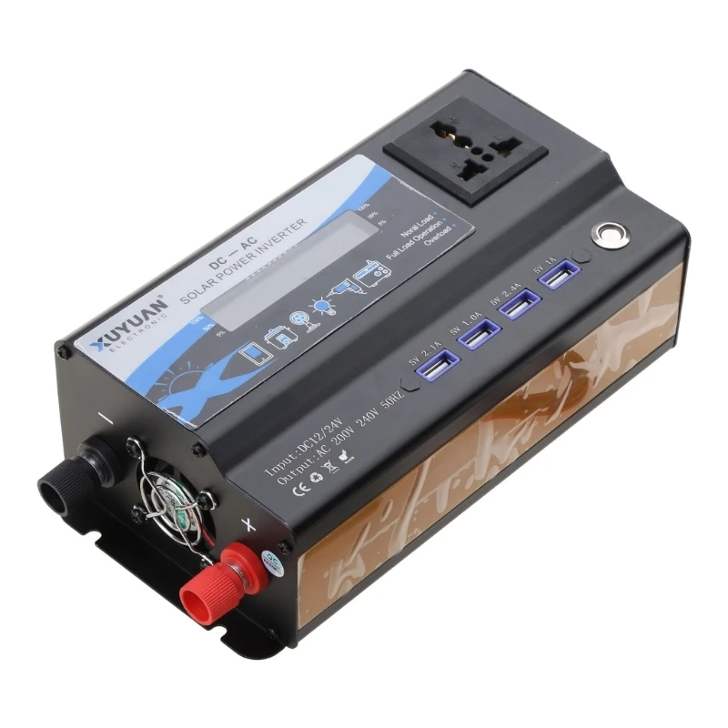 3000W 4000W 6000W Car Power Inverter for DC 12V 24V to 220V AC 4 USB Ports Charger Adapter Frequency Converter LED Displ