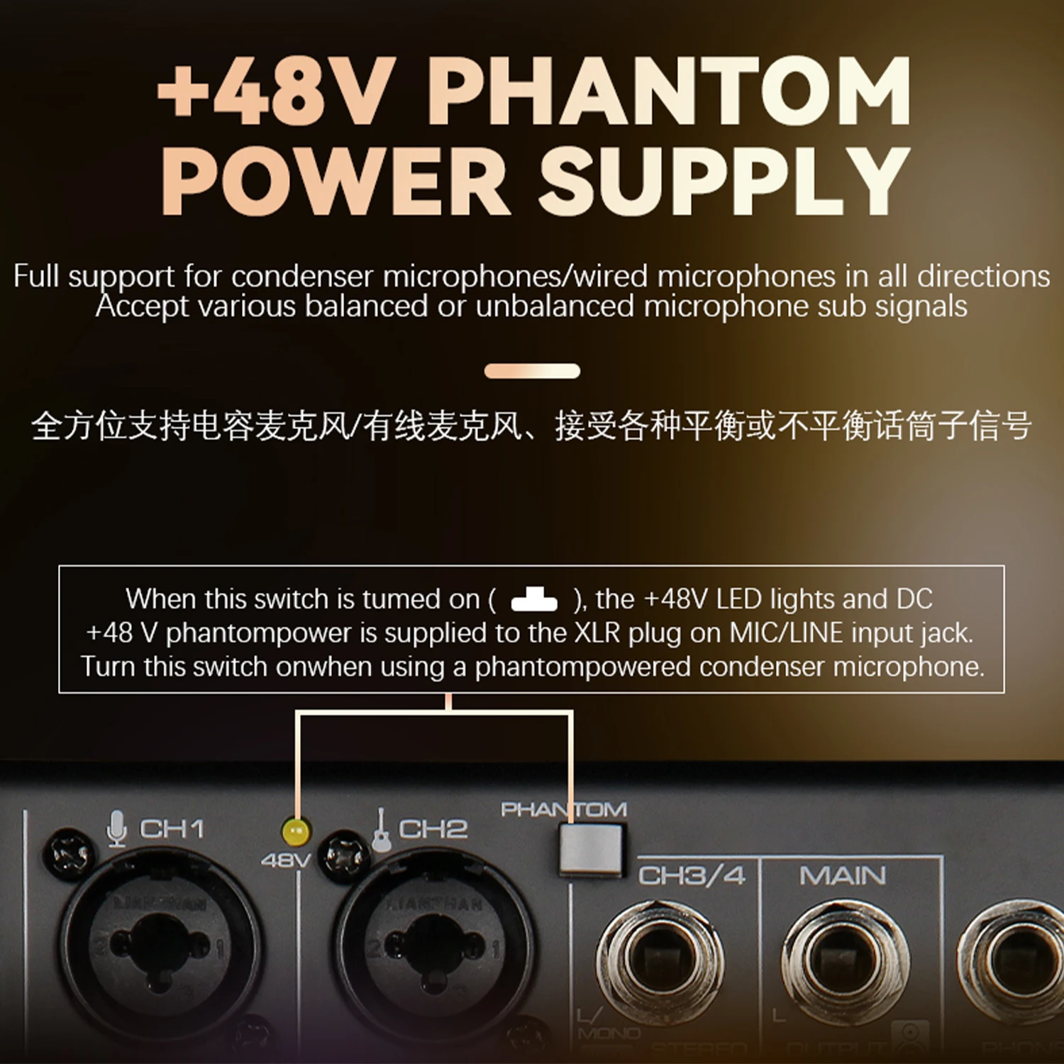 GAX-MQ4 Multi-function 4-channel DJ Mixer with Audio Interface 24DSP BT USB for Outdoor Live Broadcast