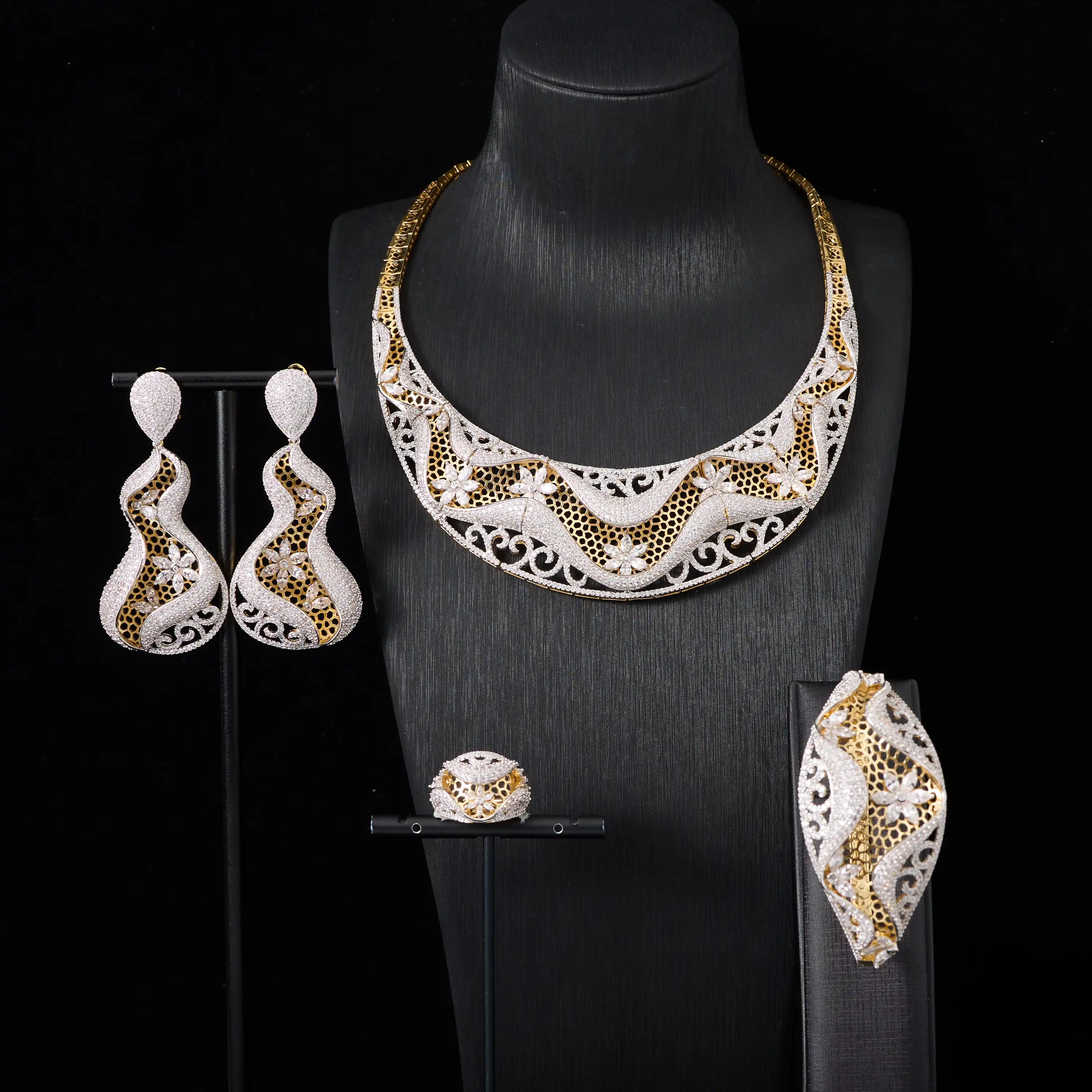 

IN JEWELIFE Africa Zircon Wedding Jewellery Set Bridal Ladies Crystal Beautiful Jewelry Sets Big Necklace for Women Sale