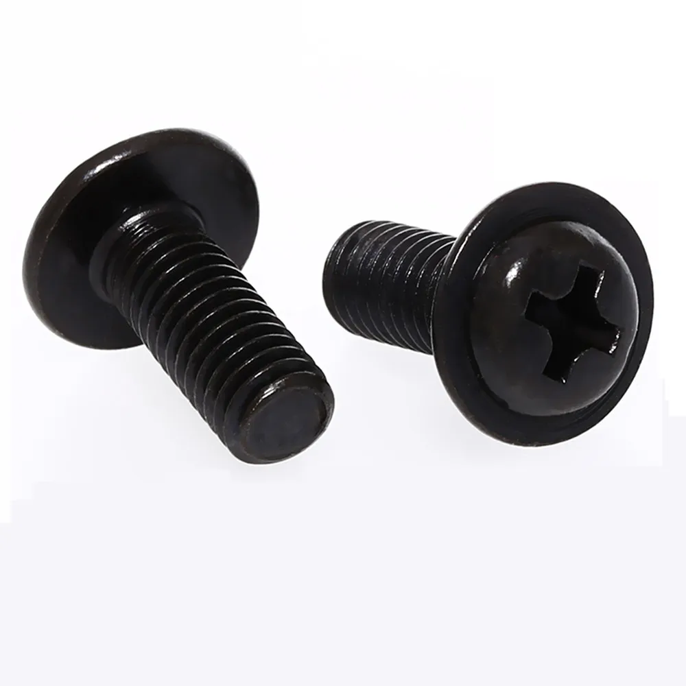 M1.4 M2 M2.5 M3 M4 M5 M6 Cross Phillips Pan Head With Washer Screw For PC Case Motherboard Mount DIY Computer Screws Black