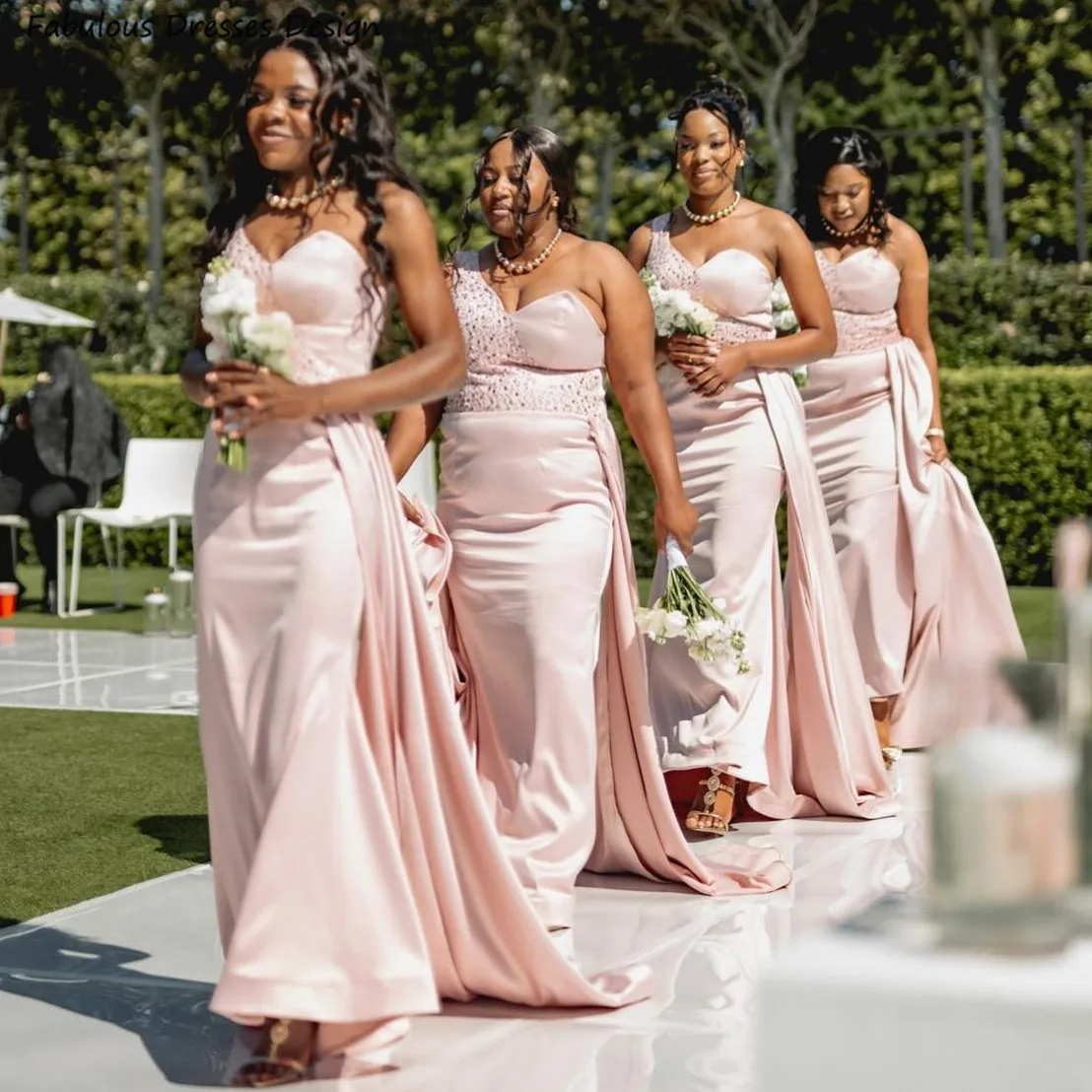 

Bling Sequin Long Mermaid Bridesmaid Dresses 2025 Formal One Shoulder Streamer Maid Of Honor For Women Wedding Party Dress