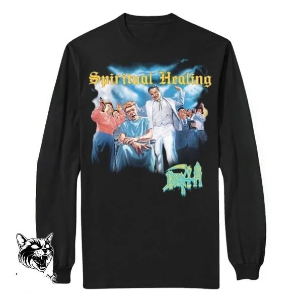 الموت - الشفاء الروحي المطبوع أزياء الشارع المحايدة القطن جولة الرقبة لخريف / شتاء 2025