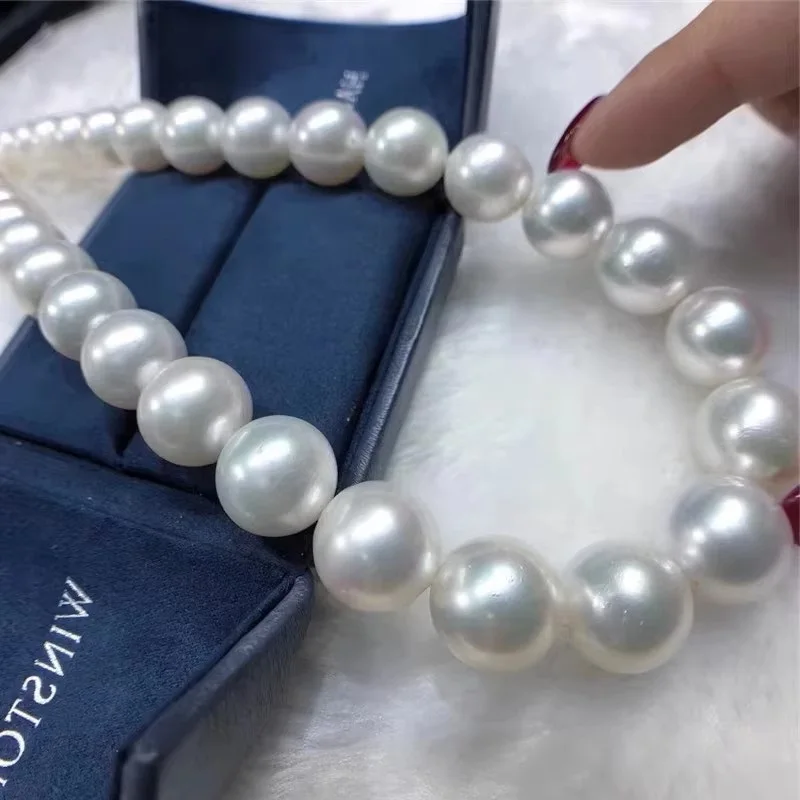Natural 12-13mm Pearl Necklace White Round Pearl Fine Wedding Jewelry Gifts for Women