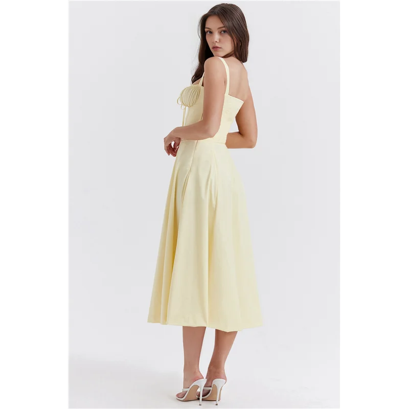 

Women's Strapless High Split Long Maxi Dress Ruched Suspender Sleeveless Bodycon Party Cocktail Dresses