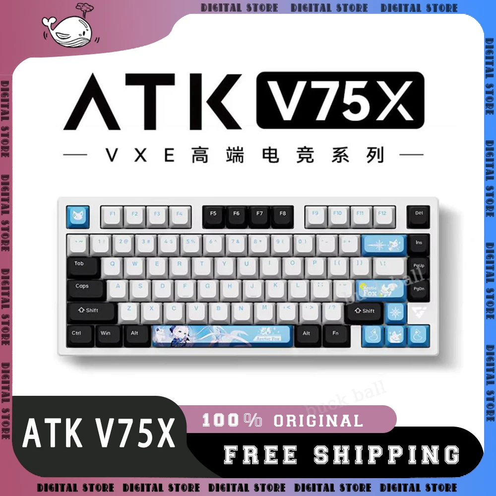 VXE ATK V75X Gamer Mechanical Keyboard 3 Mode 2.4G Wireless Bluetooth Keyboard 80Keys ARGB Hot Swap Esports Gaming Keyboard Gift