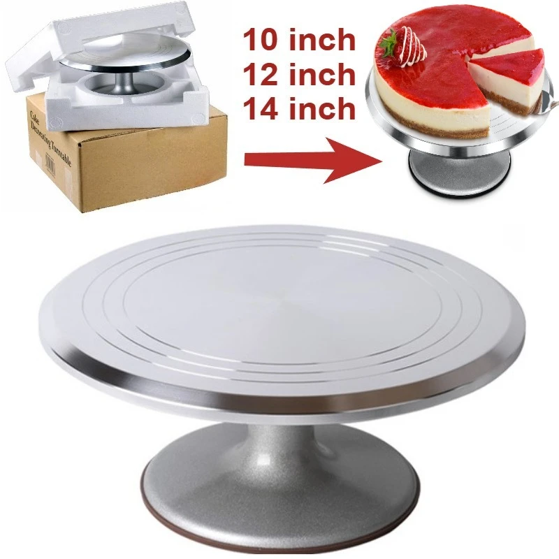 

Aluminium Alloy Revolving Cake Stand 10/12/14 Inch Rotating Cake Turntable with Non-Slipping Silicone Bottom for Cake Display