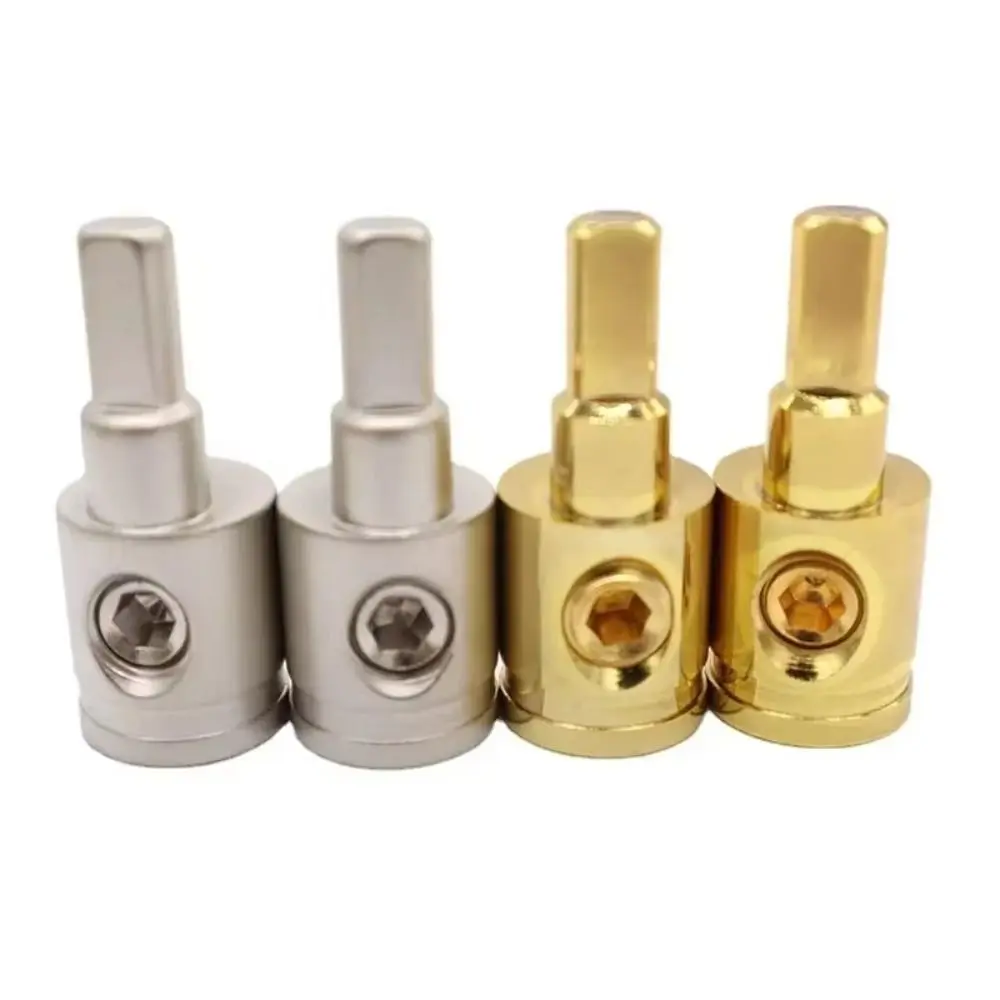 New Pure Copper Car Audio Connector 0GA 4GA 8GA Gold Silver Audio Amp Input Adapter Car Speaker Wire Terminal