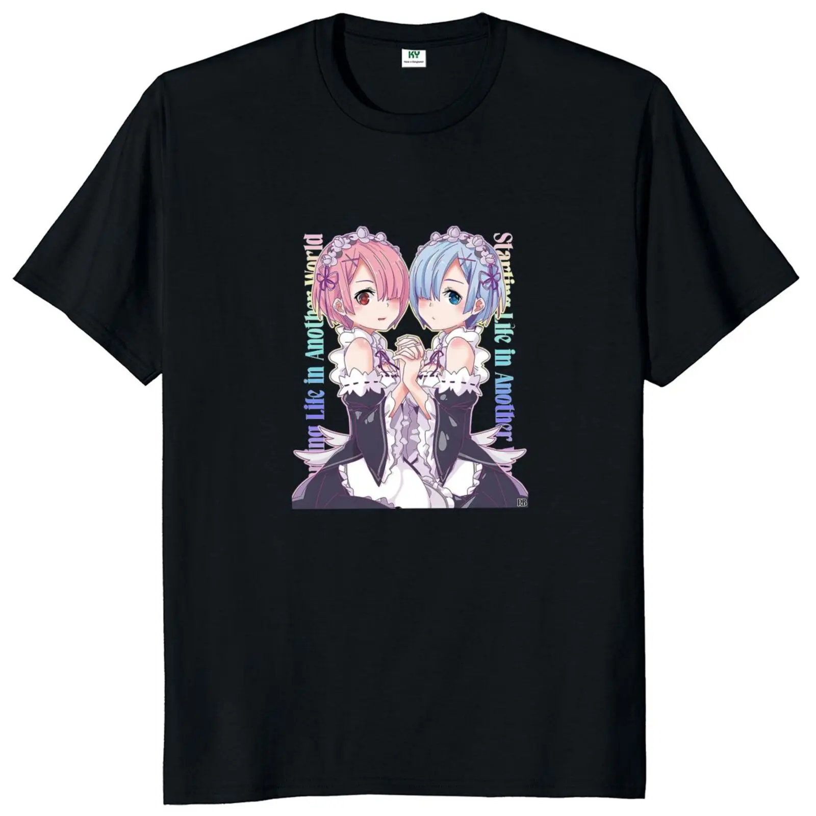 Re Zero Anime World Ram And Rem T Shirt Life In A Different World From Zero Tshirt Japanese Manga Aesthetic Art Tee ShirtF