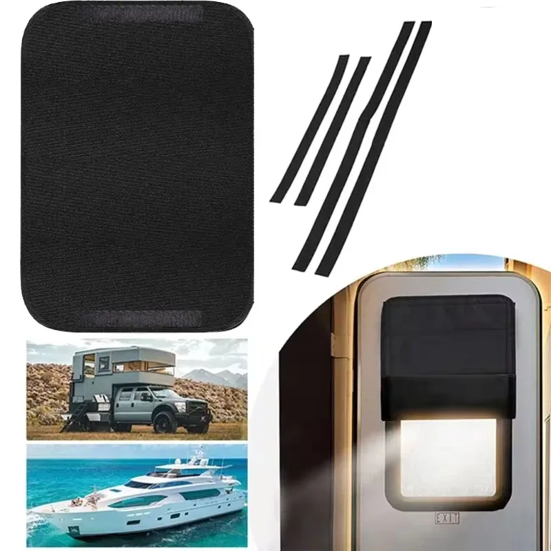 Black Sunshade for RV Motorhome Camper Caravan Window Cover Sheet Sun Blackout Fabric Curtain Entry Door Shade Decoration