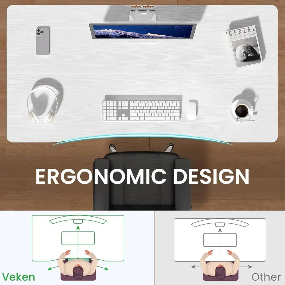 مكتب قائم كهربائي مقاس 55 × 28 بوصة: ارتفاع قابل للتعديل للجلوس على الوقوف للمكتب المنزلي والدراسة والعمل والألعاب - أبيض