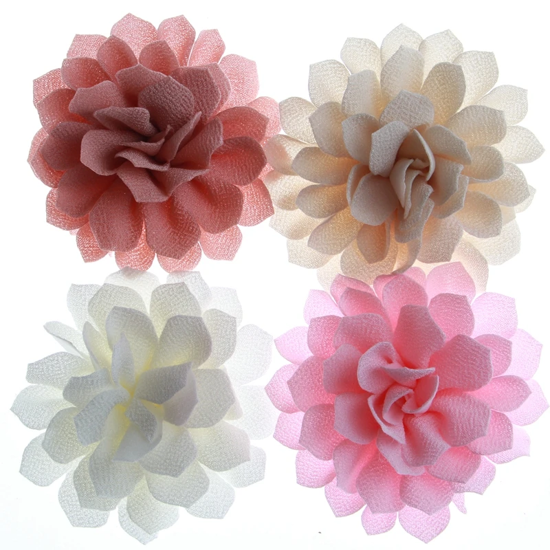 10PCS 10CM New Fabric Artificial Flowers For Decoration Invitation Chiffon Flowers For Cloth Shoes Wedding