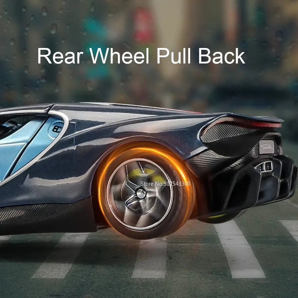 1:32 Scale Tourbillon Chiron กีฬารถของเล่นเสียงดึงกลับ Supercar จําลองยานพาหนะของเล่นวันหยุดนําเสนอ