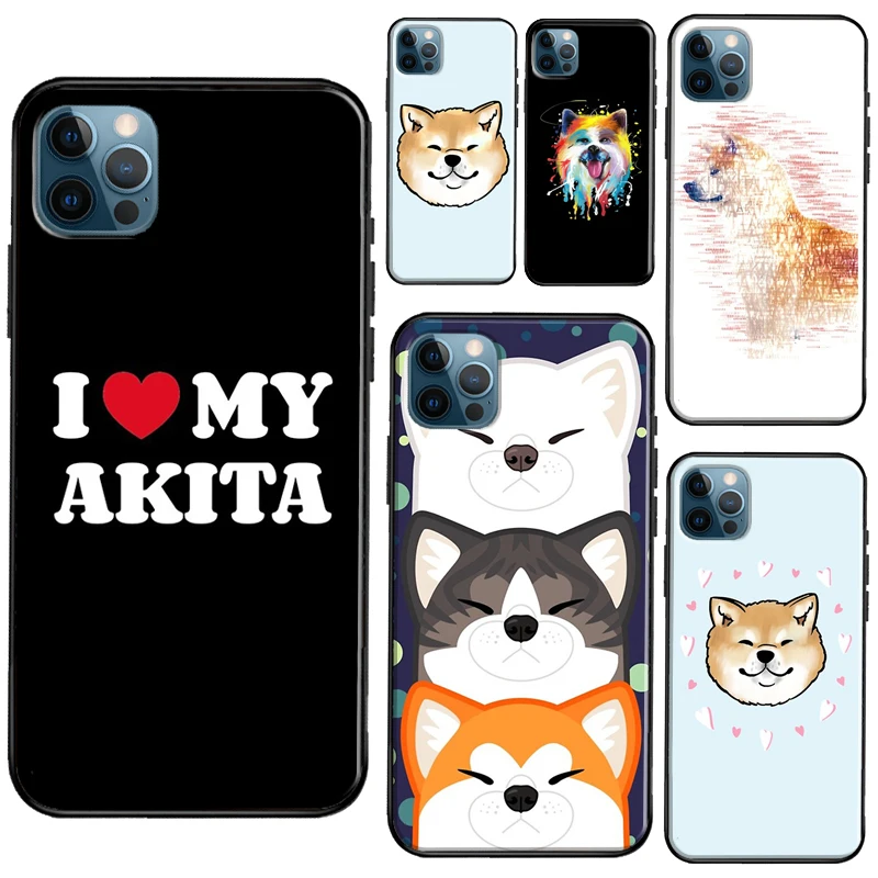 Animal Cute Dog Akita Phone Case For iPhone 13 11 14 12 Pro Max XS XR X SE 2020 5S 6S 7 8 Plus 13 mini Back Cover