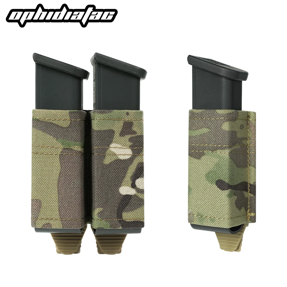 Ophidian MOLLE Mag Pouch FAST 9MM Single/Double Mag Bag Hunting CS Games Air soft Holder With Nylon Support Clip