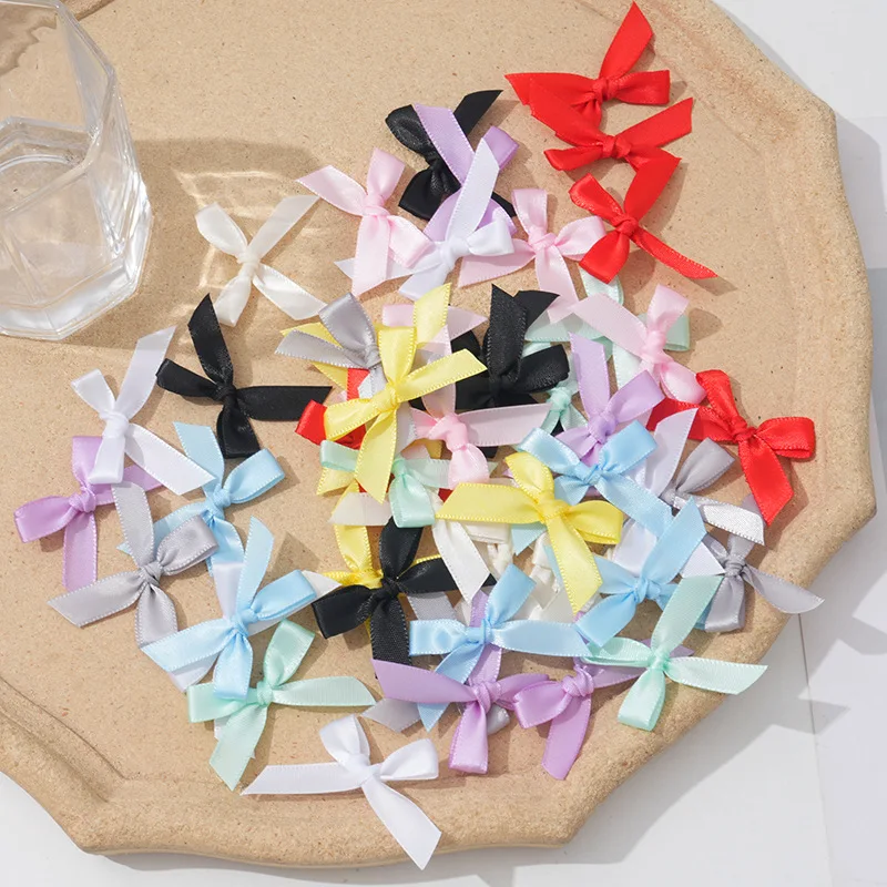 50 Stück/Lot Polyester-Satinband-Schleifen Bunte Handgemachte Schleifen für DIY-Nähprojekte Hochzeitsdekoration Haarnadel Kleidungszubehör – Detail 3