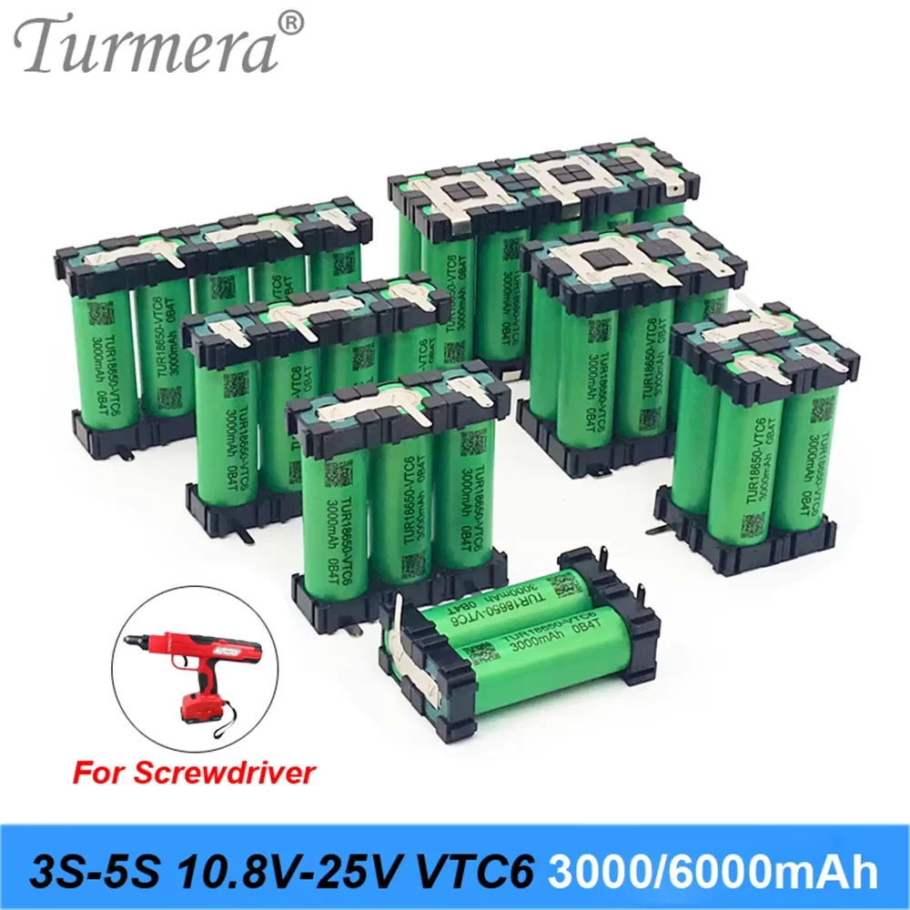 2S-5S 18650 VTC6 3000mAh 6000mAH Turmera Battery for 8.4V 12V 16.8V 18V 21V Shura Screwdriver Electric Drill Battery Replace Use