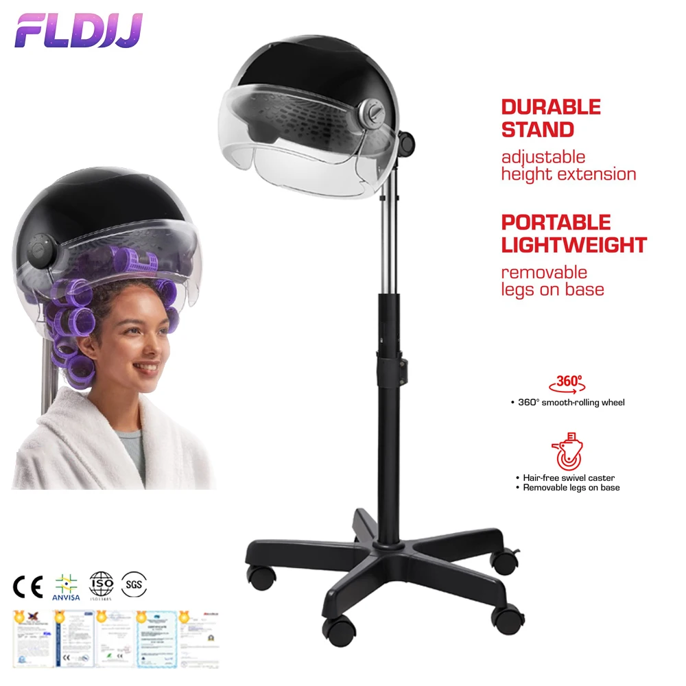 

Hair Salon Ionic Hooded Hair Dryer with 3 Temperature Settings Portable Standing Dryer for Home Salon Coloring Styling Hair Care
