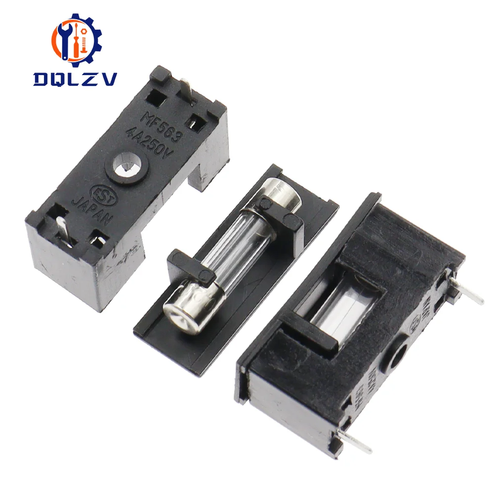 Caixa do fusível do carro com soquete do tubo do fusível, suporte preto do fusível, 2Pin, montagem do PWB, 5x20mm, 0.63A a 30A, 250V