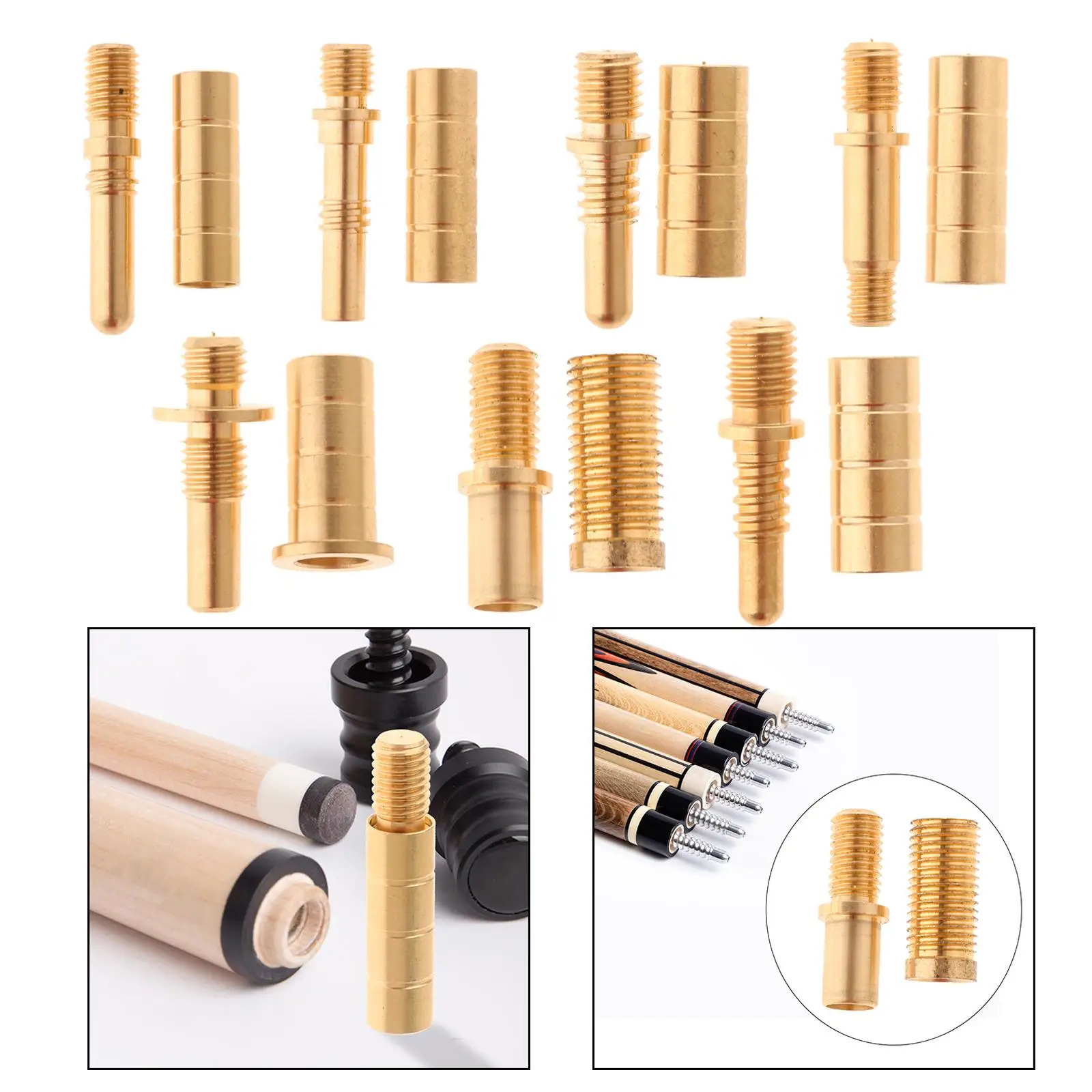 

Professional Pool Cue Joint Pin Copper Billiards Shaft Attachments for Cue Repair and Extension