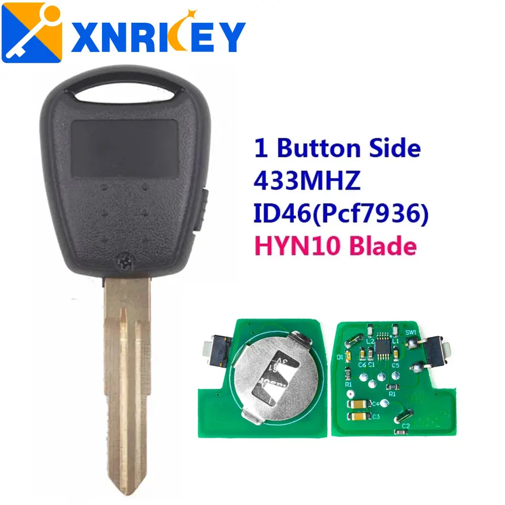 XNRKEY Replacement Remote Car Key Fob Side 1 Button 433MHz ID46(pcf 7936 )Chip  for Kia Rio Picanto Soul Venga Ceed No Light