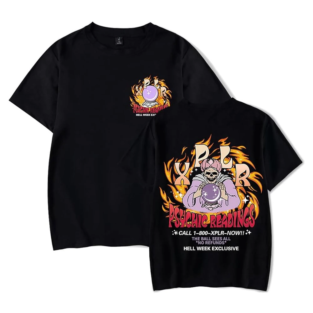 

XPLR Psychic Reading HW T-Shirt, Sam e Colby Merch, Halloween Crewneck, Streetwear de manga curta, Tee masculino e feminino