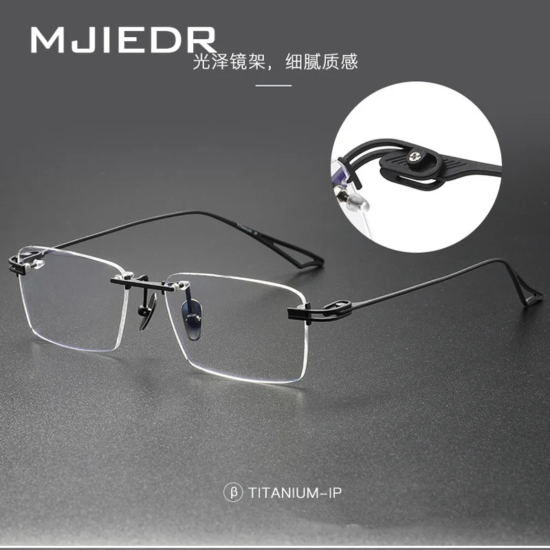 Top Quality Handmade Rimless Titanium Glasses Frame Men Luxury Brand Vintage Rectangle Computer Eyeglass Frames Business Eyewear