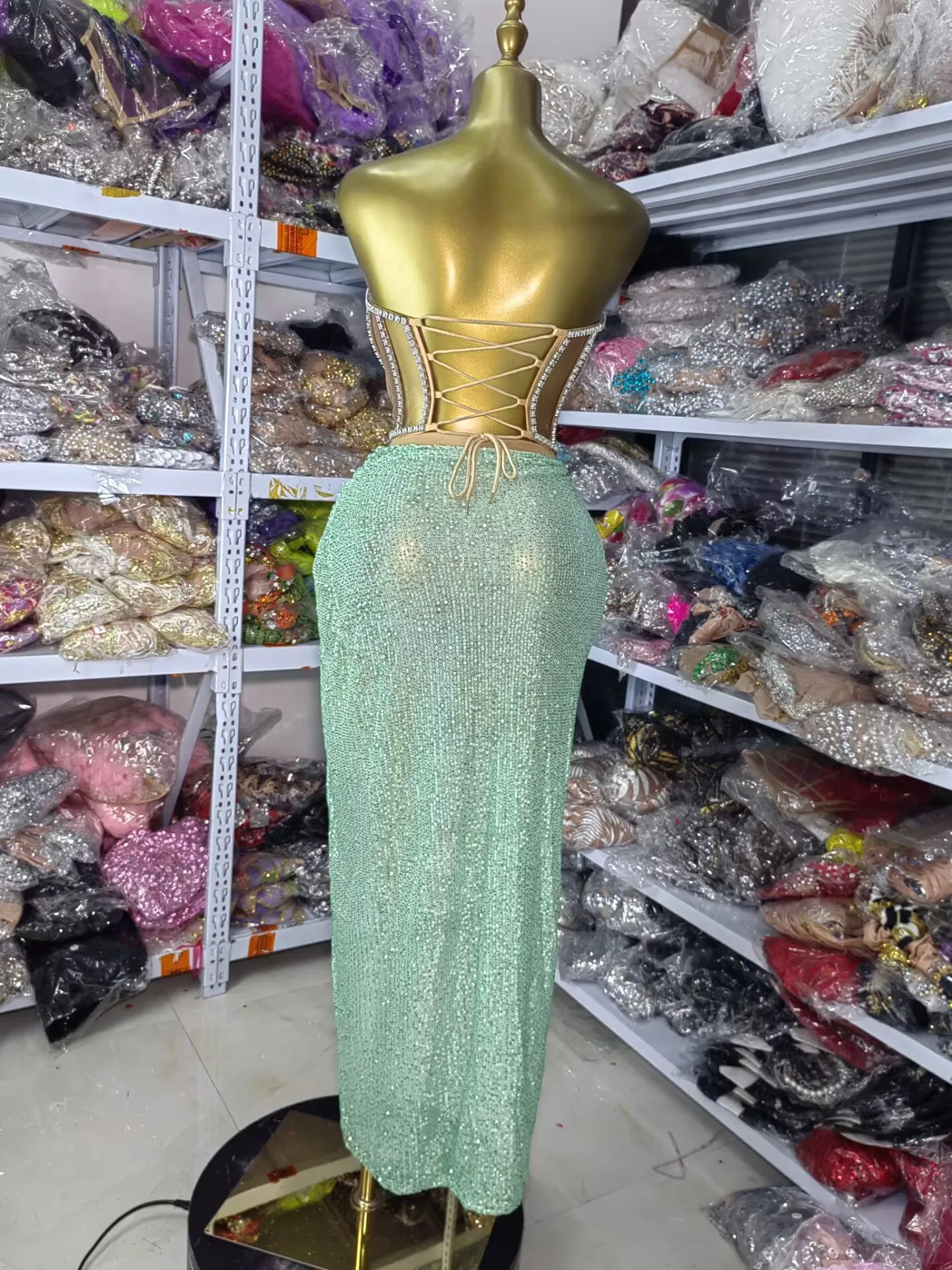 

3 цвета, женский блестящий корсет-бюстье с блестками, топ с открытыми штанинами, юбка-миди до середины икры, комплекты из 2 предметов, вечерняя клубная часть знаменитостей, наряды