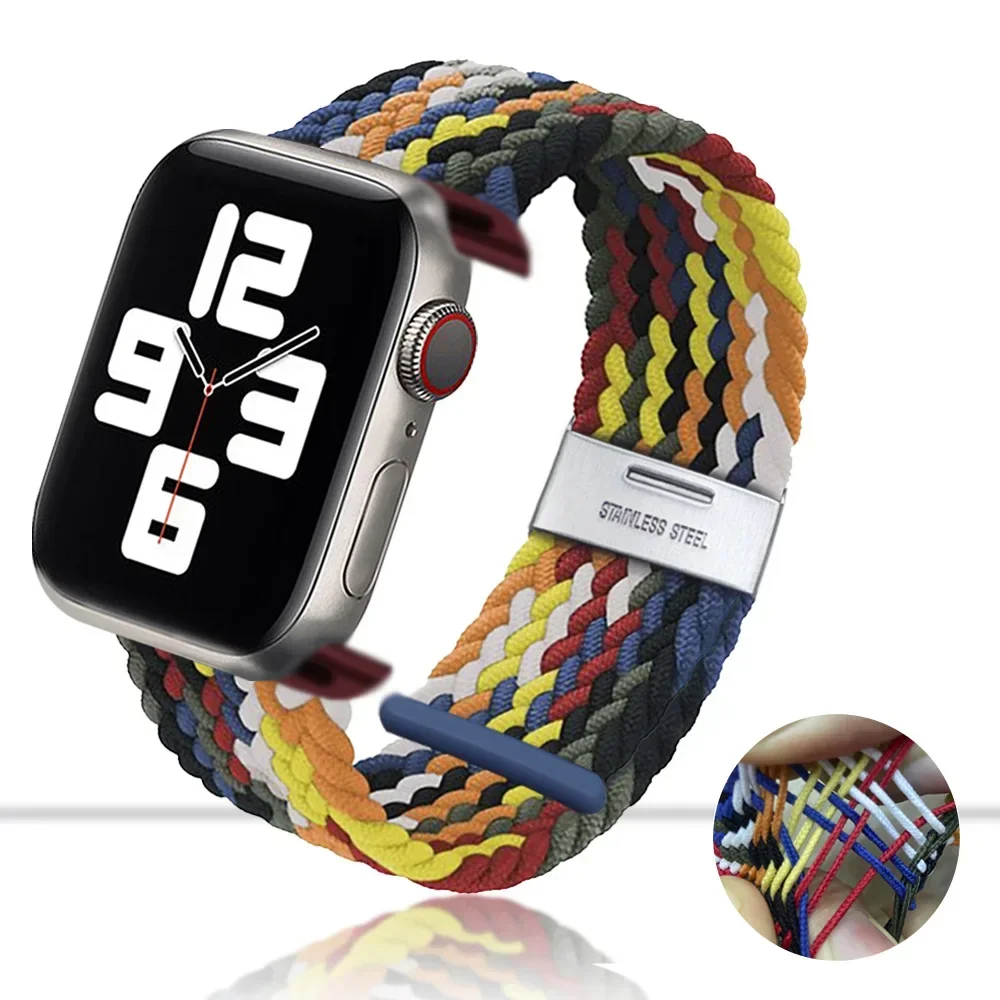 Nylonowy pasek z pętlą Solo do zegarka Apple Watch ultra2 49 mm 45-40-41-44 mm Nylonowa regulowana bransoletka serii 10 9 8 se 6 7 5 4