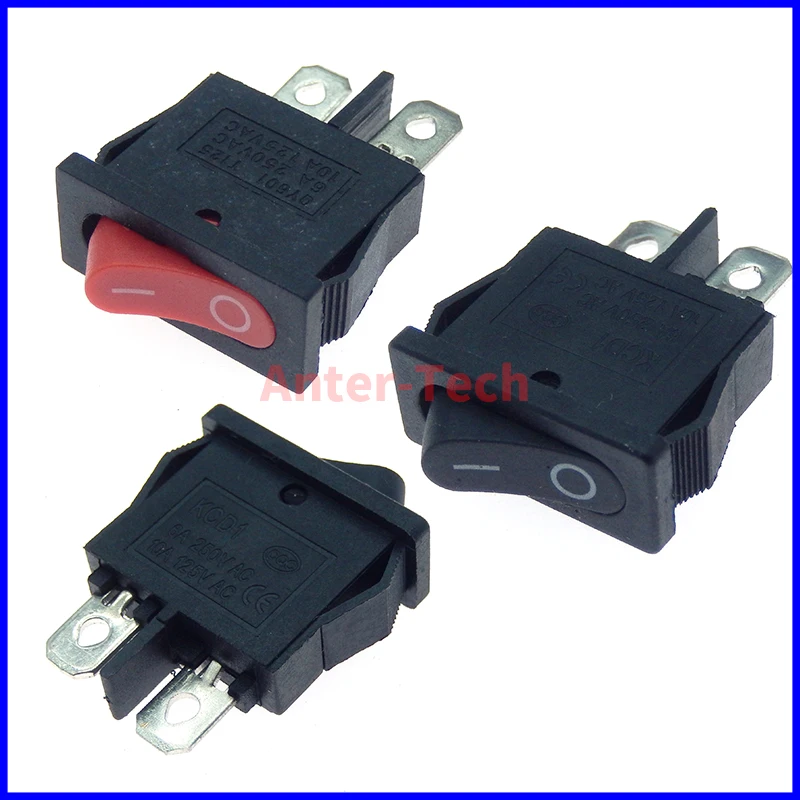 5Pcs 10x22mm KCD1-110 Black Super Thin Rocker Switch NO/OFF 2 Pin Small Instrument Power Switch