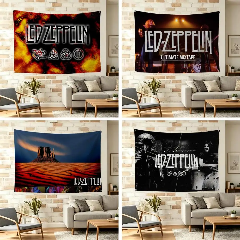 Rock Band L-Led Zeppelin Tapestry Vintage Wall Hanging Decor Microfiber Fabric Poster Room Art Bedroom Home Gift
