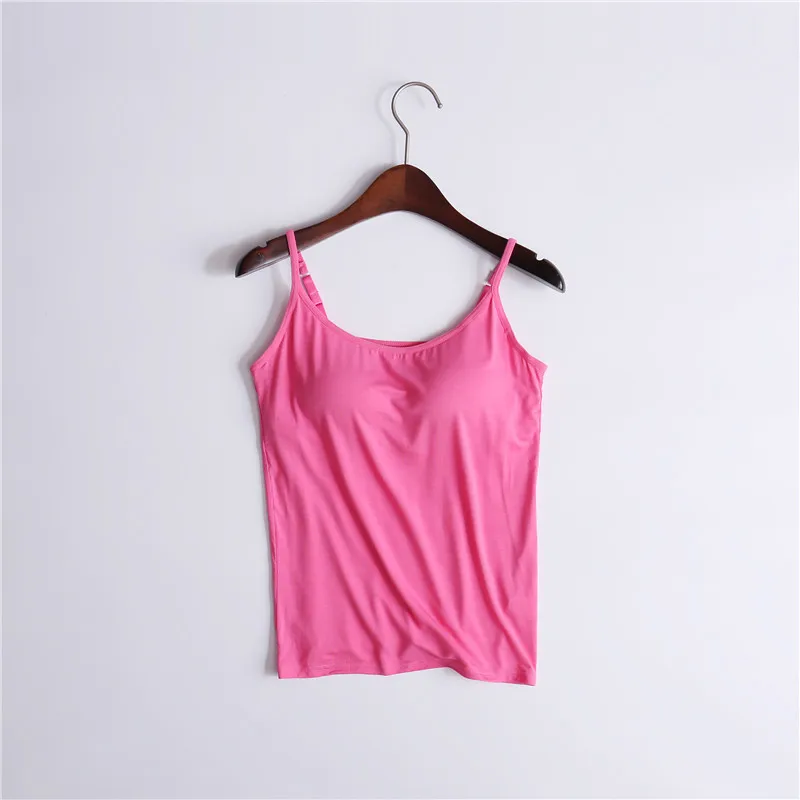 Modal women's Camis chest cushion camisole tank top without steel ring cup cover one-piece underwear yoga sports T-shirt Tanks