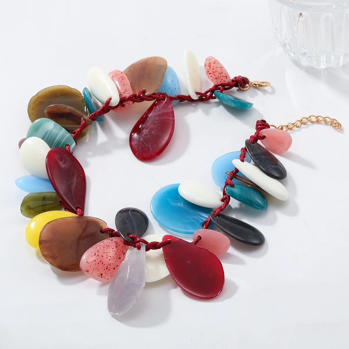 

ZAA Personality Colorful Resin Water Drop Shaped Pendant Necklaces for Women Holiday Party Jewelry Gifts