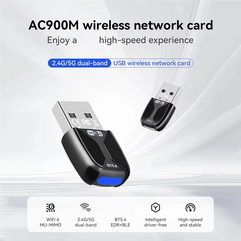Ingenious-Dual Band 2.4G+ 5Ghz 900Mbps Wifi Adapter 2 In 1 WIFI6 AX900 USB Bluetooth 5.4 Wireless Network Card For Win10/11