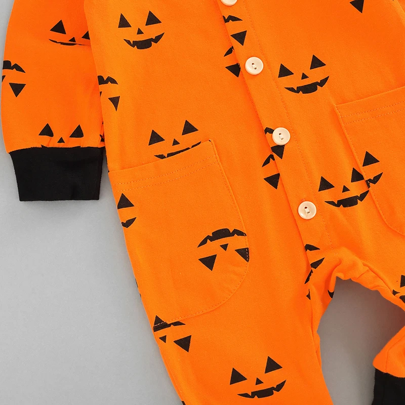 

Cute Toddler Halloween Costume with Adorable Print Button Closure Round Neck Long Sleeves and Handy Pockets