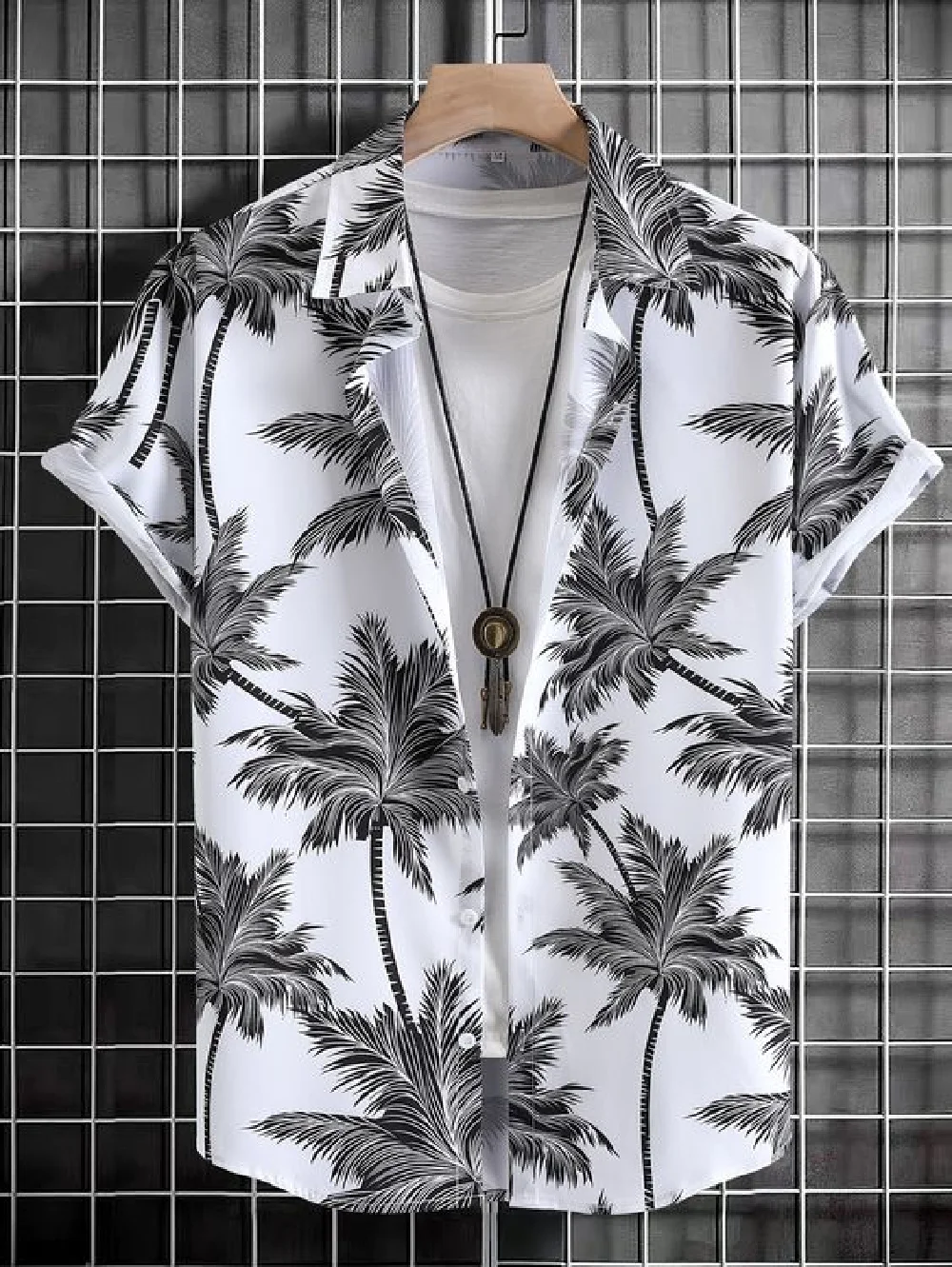 Men\'s short sleeved shirt new summer Hawaiian style lapel button up shirt casual fashion shirt large size