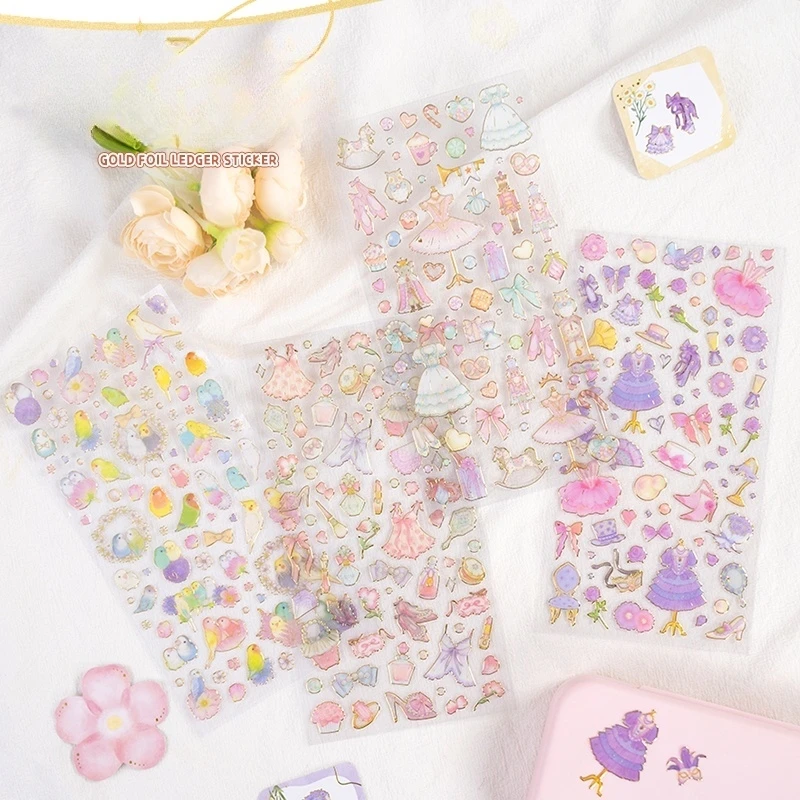 3 قطعة/6 قطعة حلم تنورة الباليه الحيوانات التذهيب ملصقات ديكور سكرابوكينغ Diy بها بنفسك المجلات لطيف مذكرات القرطاسية ملصق المدرسة