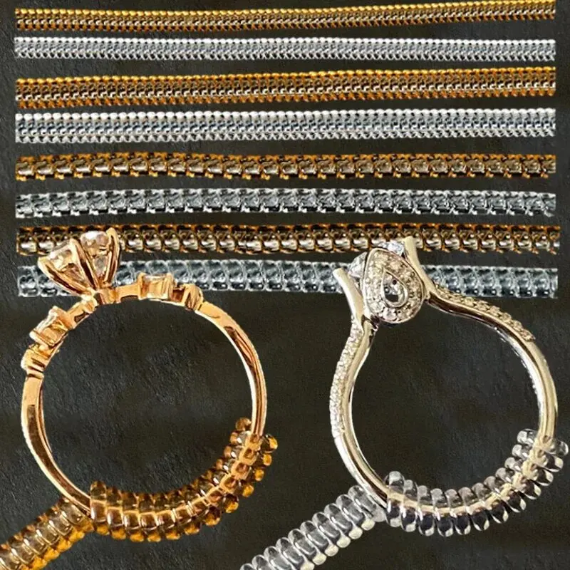 Herramientas reductoras de tamaño de anillo Invisible, anillos con resorte en espiral, ajuste de tensor transparente, herramientas de redimensionado, protector de joyería, 1/8 Uds.