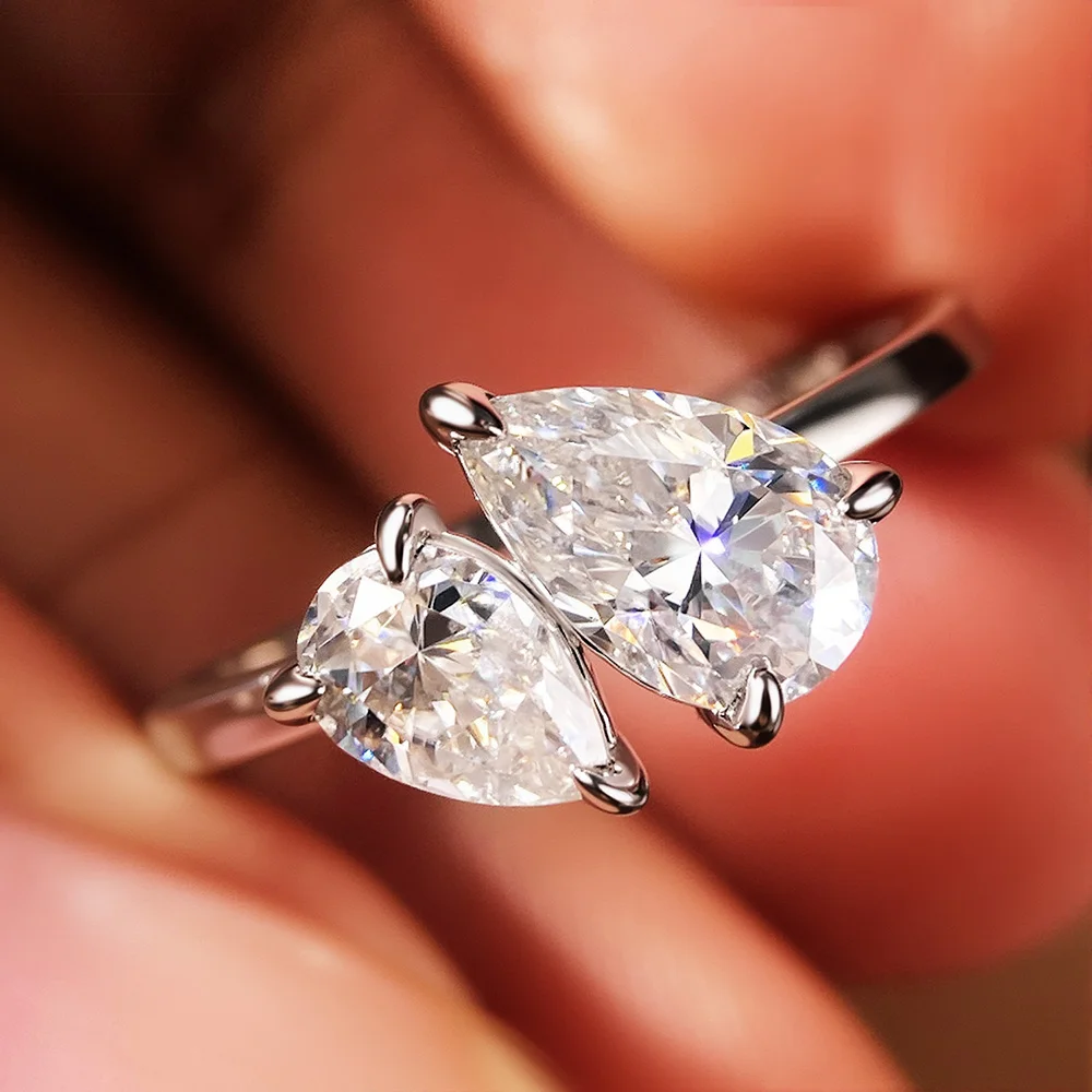 

HORRIPAL Pear Cut Moissanite Ring with GRA Certified 925 Sterling Silver for Women Anniversary Band Classic Fine Jewelry Gift
