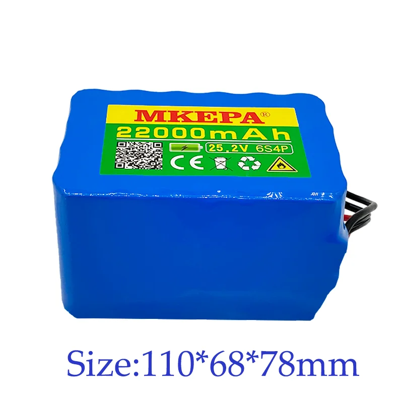 6s4p 24V 22Ah 18650 Battery Pack Lithium Ion Battery 25.2V 22000mAh Bicycle Moped Power Tools Battery pack with BMS