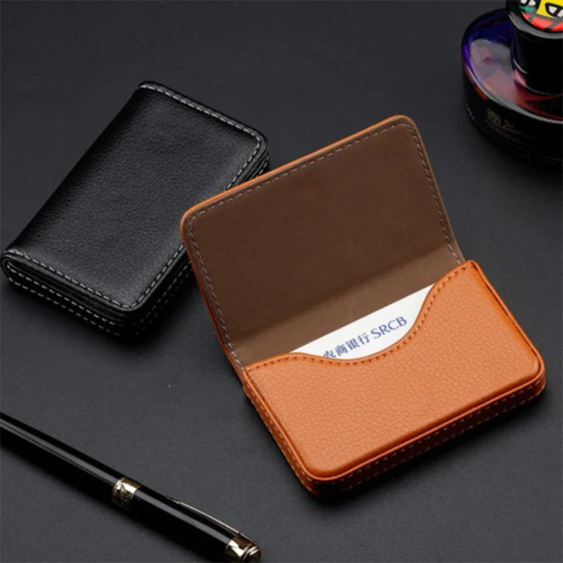 Business Card Holder Case PU Leather Pocket Card Holder with Magnetic Shut Name Card Holder