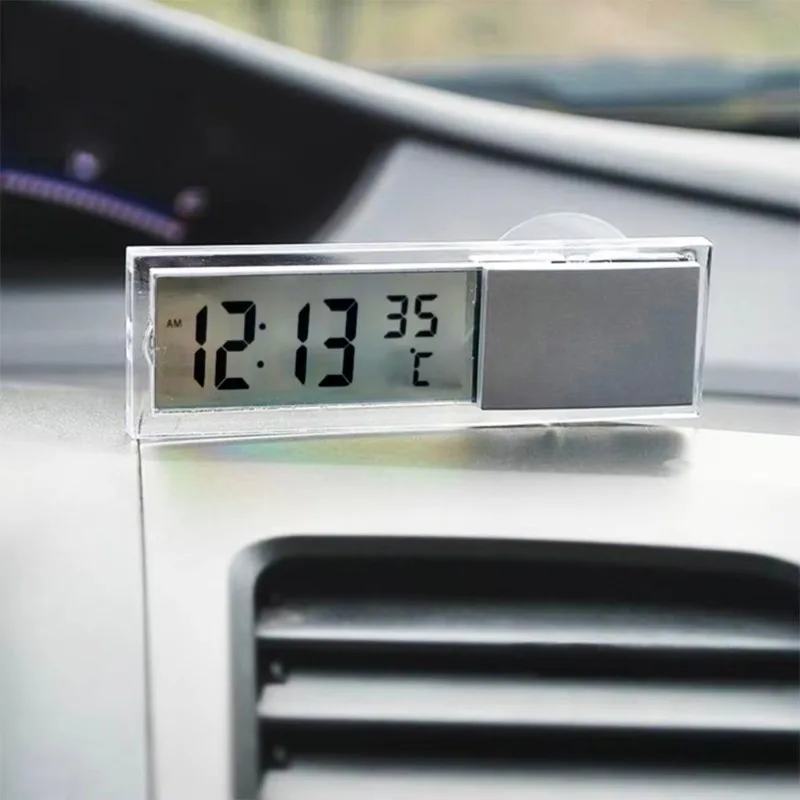 Nova venda quente 2 em 1 relógio de carro automóvel termômetro otário tipo relógio termômetro transparente lcd relógio digital 10 botão célula