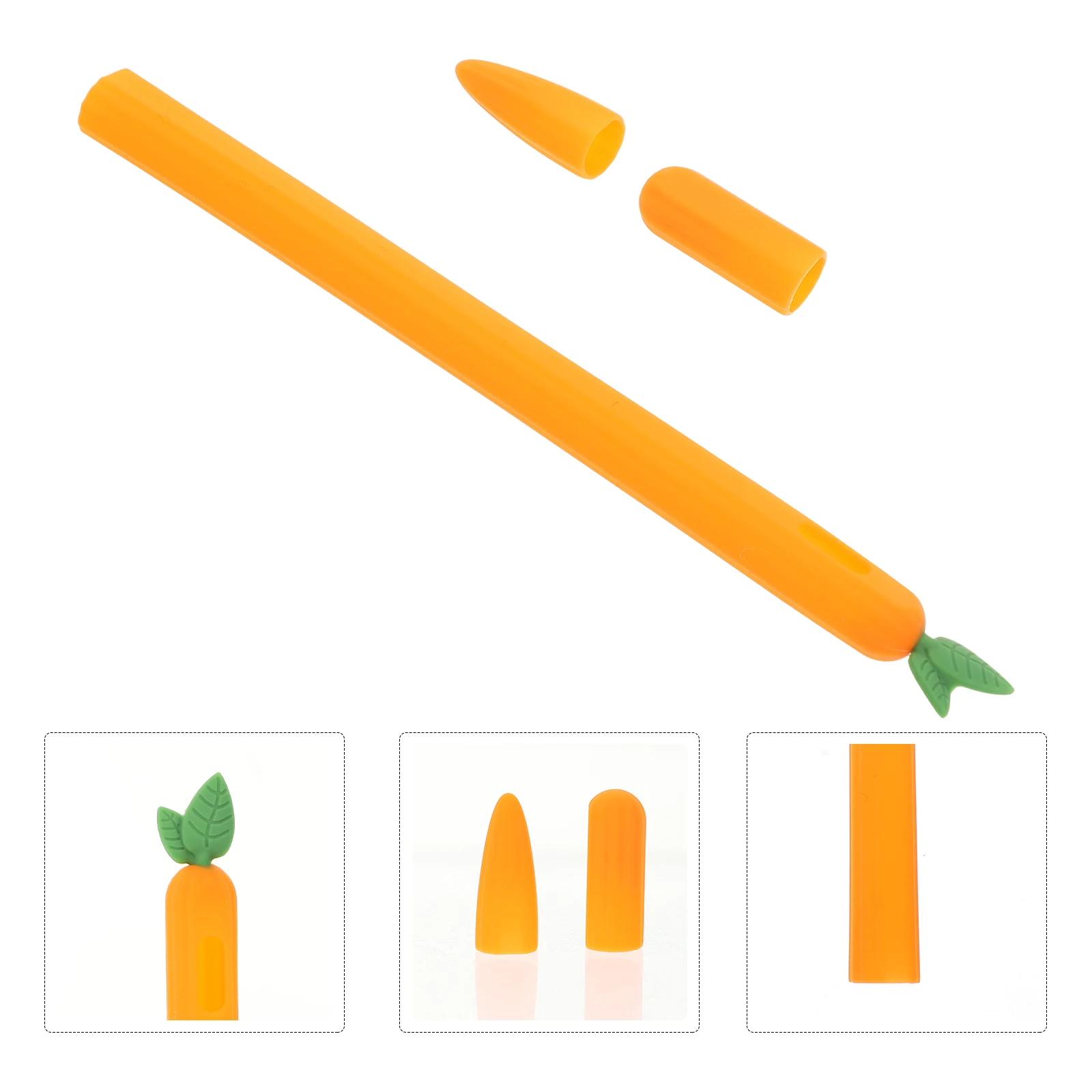 

Silicone Sleeve Carrot Design Non Slip Stylus Pen Protector Cover For 2 Pencil Protective Sleeve Pencil Supply Accessory
