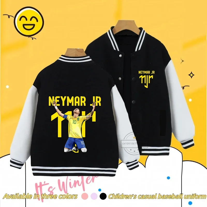 Football star Neymar cartoon drawing boys and girls baseball jacket casual fashion cardigan hoodie jacket 3-14 years old