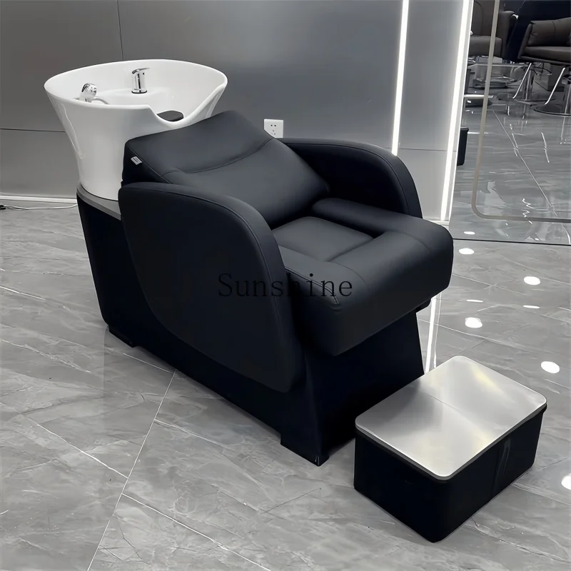 

Barber shop semi-reclining shampoo bed hair salon special high-end stainless steel massage chair new