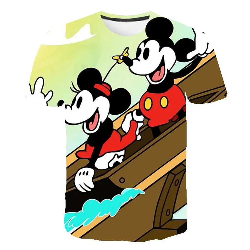 2024 Summer Disney Mickey Mouse 3d Print T-Shirts Boys Girls Tees Tops Casual Kids Fashion Short Sleeves Cartoon T Shirts 1-14