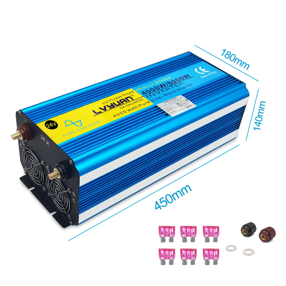 LVYUAN 4000W/8000W Inverter Pure Sine Wave Voltage Converter EU Standard Socket Power Inversor For Car/Camping/Off-grid