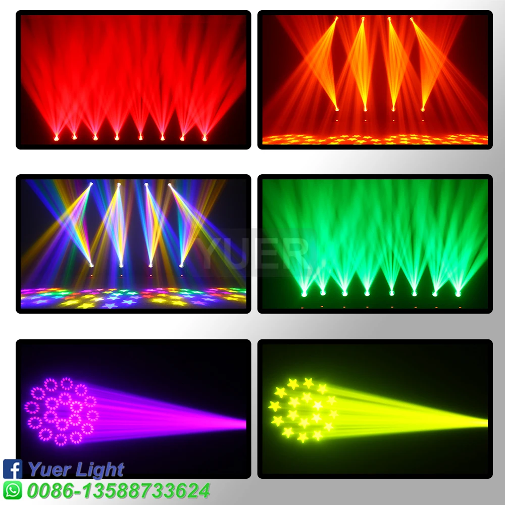 4Pcs 200W LED With Ring Beam Spot Moving Head Light With 18 Rotating Prism Rainbow Effect DMX512 Disco Party CLub Stage Lights