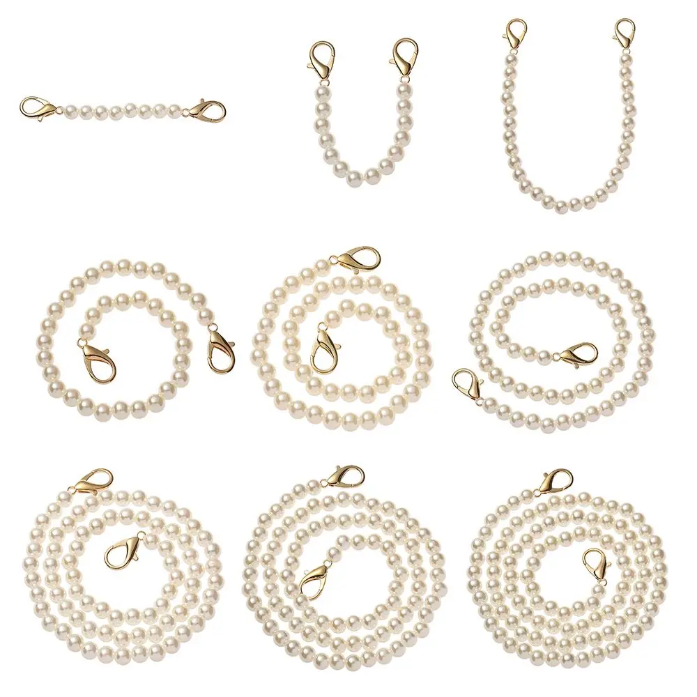 8mm 14 Sizes Pearl Strap for Bags Handbag Handles DIY Purse Replacement Long Beaded Chain for Shoulder Bag Straps Accessories