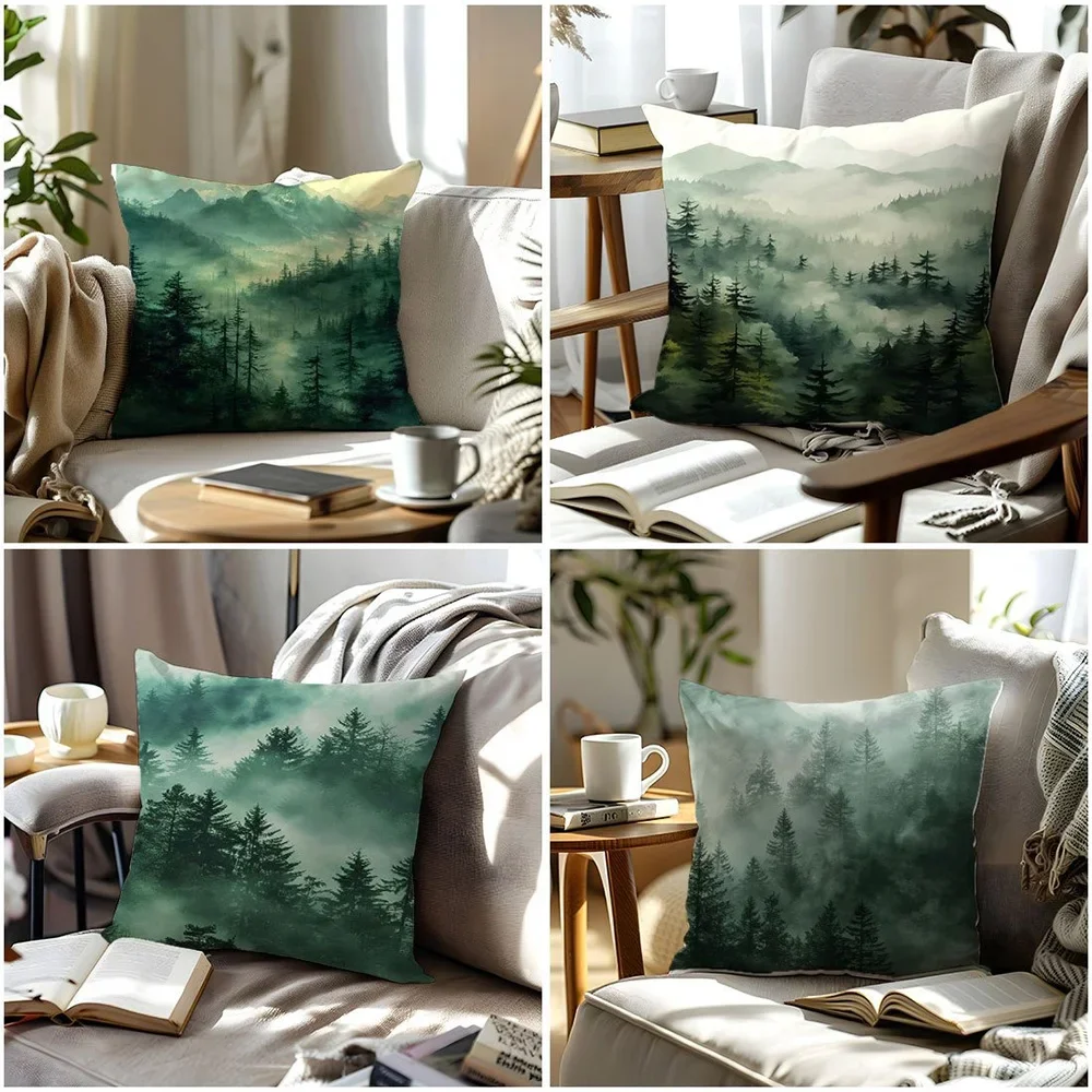 Misty Forest Landscape Printed Pillowcases for Ultimate Comfort and Style Sofa cushion cover home room decoration