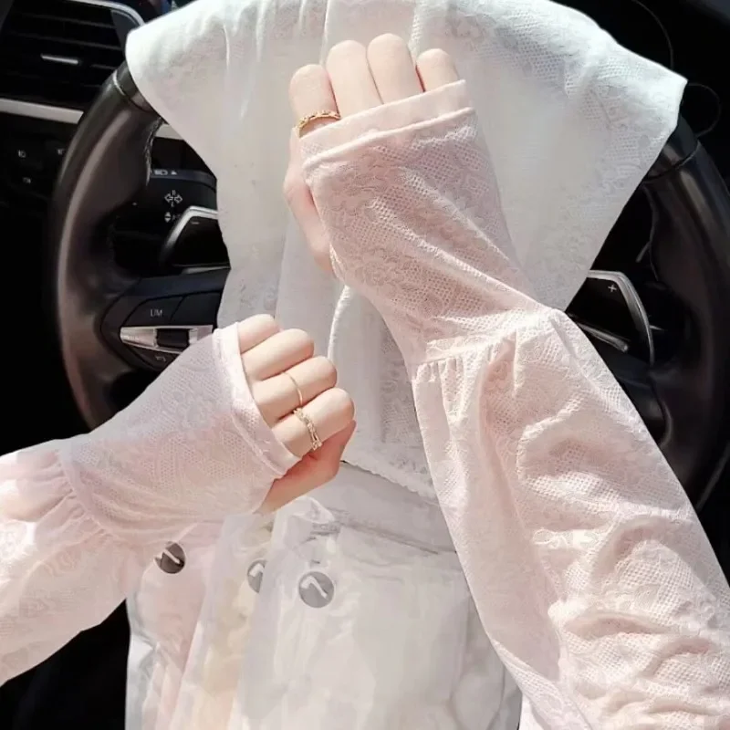 Women UV Protection Arm Sleeves Gradient Butterfly Ice Silk Sunscreen Sleeve Outdoor Riding Driving Sun Protection Arm Sleeves